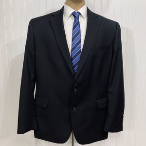 STAFFORD Sport Coat Mens 48 Solid Black Formal 2 Button Blazer Suit Jacket 48L